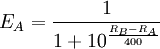 E_A = \frac 1 {1 + 10^{\frac{R_B - R_A}}}